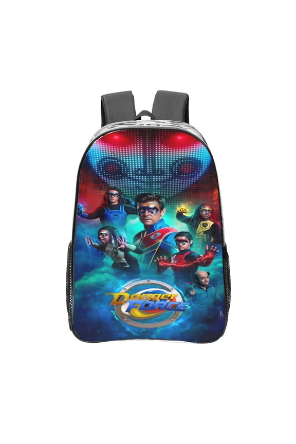 Danger Force Clear Backpack 16 Inch Large Capacity PVC Transparent Laptop Bags for Adults, See Through Clear Bookbag for School Sports Work Travel College