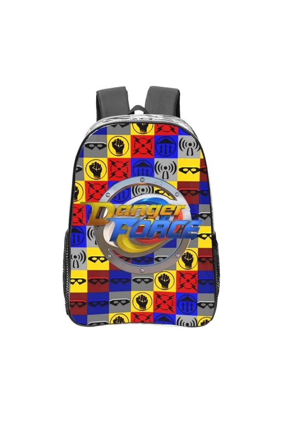 Danger Force Clear Backpack 16 Inch Large Capacity PVC Transparent Laptop Bags for Adults, See Through Clear Bookbag for School Sports Work Travel College