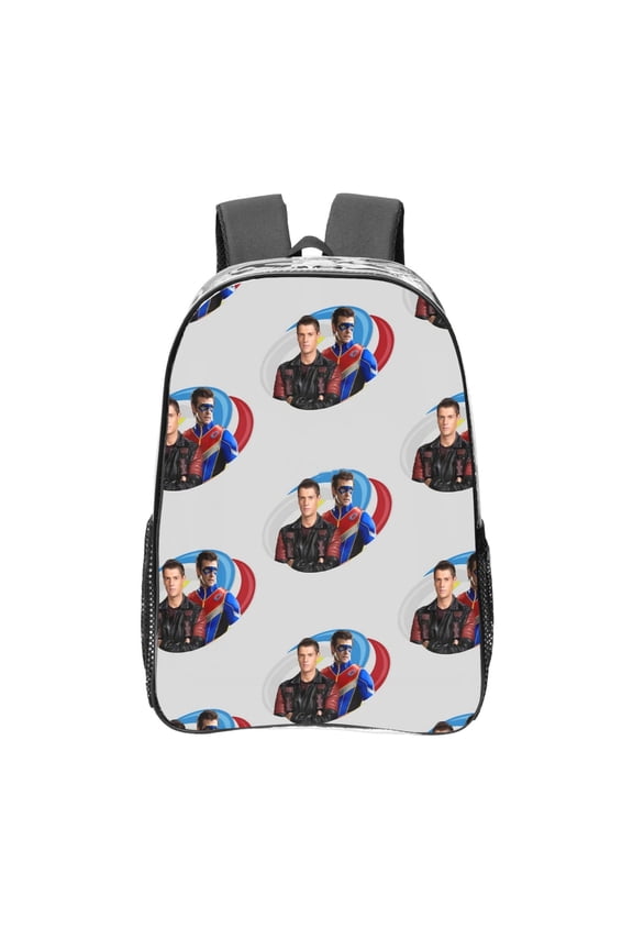 Danger Force Clear Backpack 16 Inch Large Capacity PVC Transparent Laptop Bags for Adults, See Through Clear Bookbag for School Sports Work Travel College