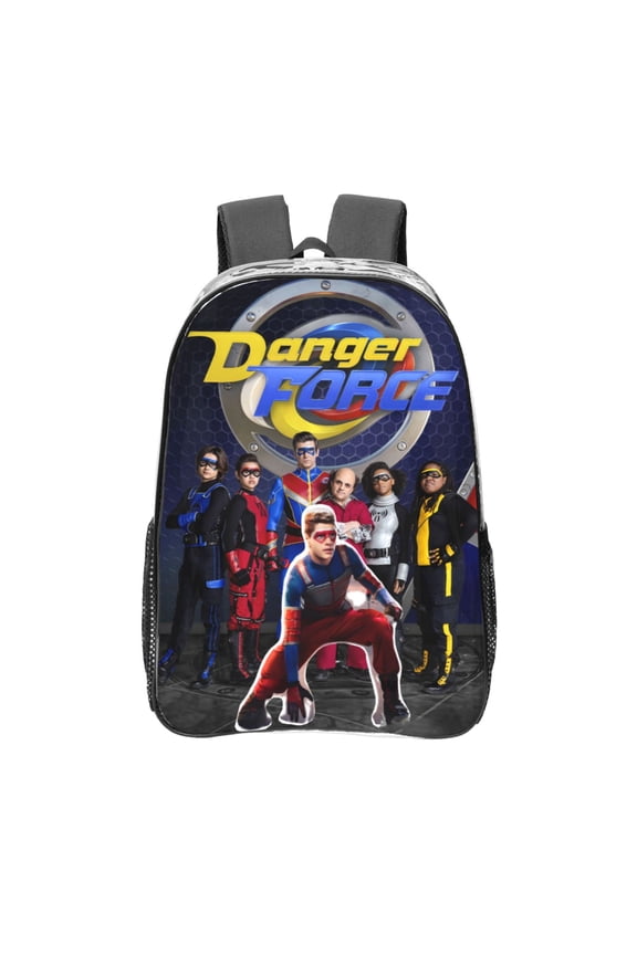 Danger Force Clear Backpack 16 Inch Large Capacity PVC Transparent Laptop Bags for Adults, See Through Clear Bookbag for School Sports Work Travel College