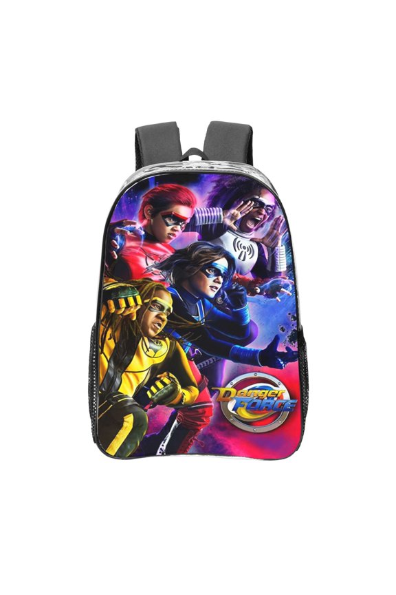 Danger Force Clear Backpack 16 Inch Large Capacity PVC Transparent Laptop Bags for Adults, See Through Clear Bookbag for School Sports Work Travel College