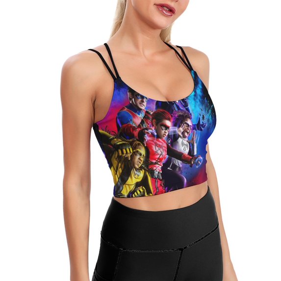 Danger Force Sports Bra For Women Padded Crop Top Camisole Yoga Tank Top Vest Workout Tops Racerback With Built In Bra Activewear Fitness Gym