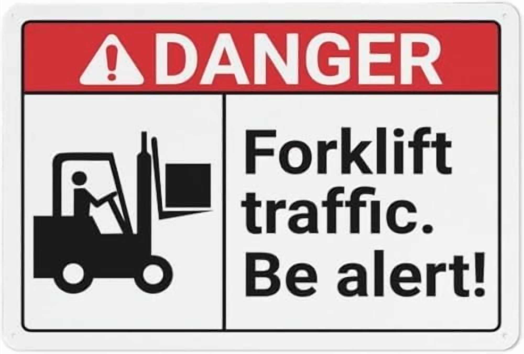 Danger Forklift Traffic Be Alert Sign, 12 X 8 Inches Rust Free Aluminum ...