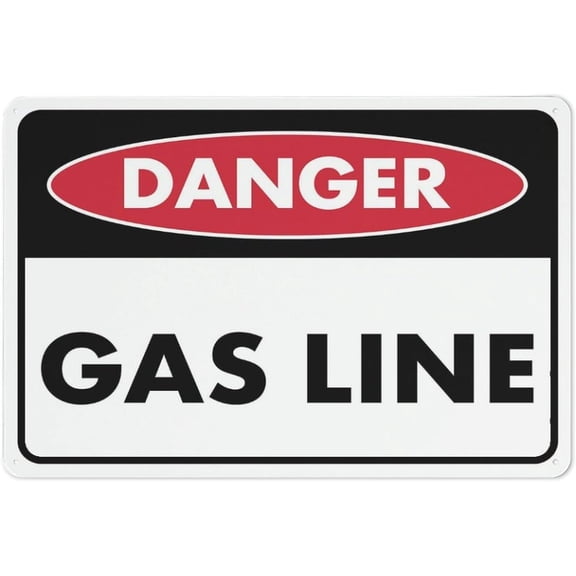 Danger Gas Line Sign Metal Signs 8"x12" Rust Free Aluminum UV Ink Printing, Durable Weatherproof Outdoor For Home, Gas Line Danger Marker