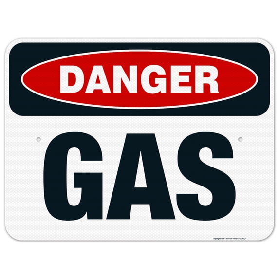 Danger Gas Sign, OSHA Danger Sign, 18x24 Reflective Aluminum EGP