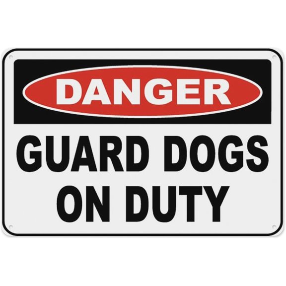 Danger Guard Dogs On Duty Sign 8"x12", Aluminum Tin Warning Signs for Home Outdoor Garden, Weatherproof Safety Sign for Yard