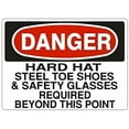 thumbnail image 1 of Danger Hard Hat/Steel Toe Shoes/Safety Glasses OSHA Sign - 12×8 Inches, Metal Tin Sign, PPE No.2215 Personal Protective Equipment Alert, 1 of 6