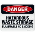 thumbnail image 1 of Danger Hazardous Waste Storage Flammable No Smoking Sign, OSHA Danger Sign, 24x30 Reflective Aluminum EGP, 1 of 1
