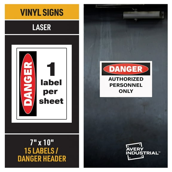 Danger Header Adhesive Vinyl Signs, 15ct, 7" x 10"