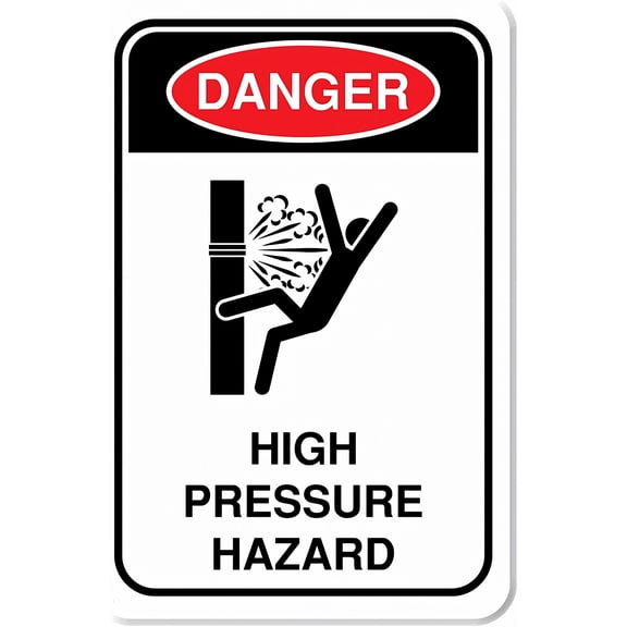 Danger High Pressure Hazard Sign 8"x12" - Premium PVC Safety Sign for Industrial Workplace Warehouse Jobsite OSHA Regulation Fade Resistant