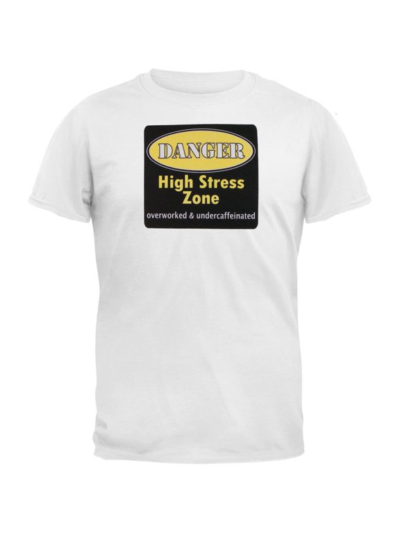 Danger High Stress Zone Yellow Logo Adult T-Shirt - Large