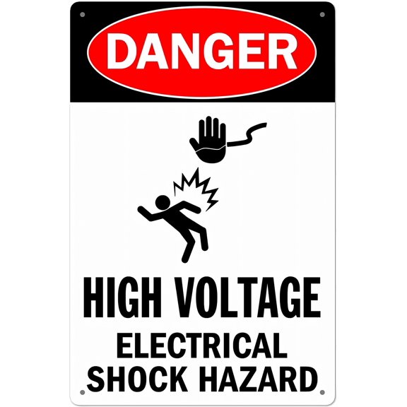 Danger High Voltage Aluminum Sign - 8"x12", Funny Electrical Hazard Warning, Durable Decor for Offices, Labs, Utility Rooms