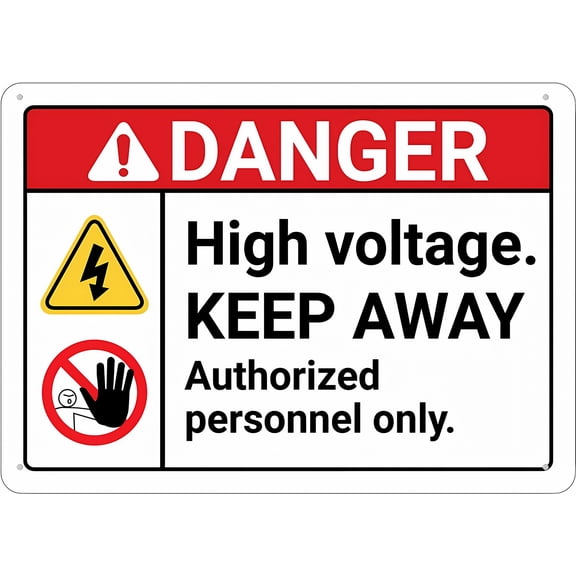 Danger High Voltage Keep Away Authorized Personnel Only Sign - 8"x12" UV Ink Printed Aluminum Sign for House Business, Electrical Zone, Power Station