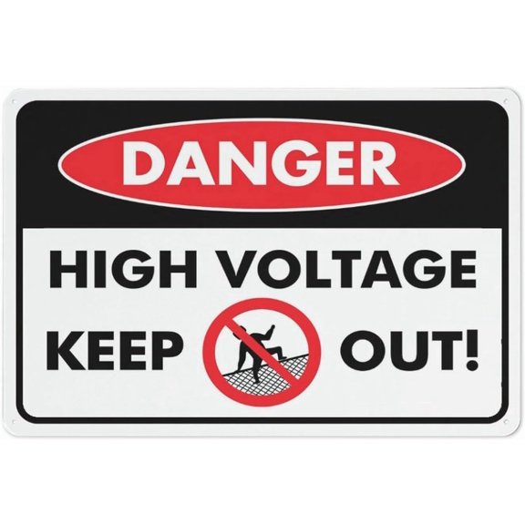 Danger High Voltage Keep Out Symbol Sign Metal Signs 12X8 Inch Rust Free Aluminum,Uv Ink Printing,Durable/Weatherproof Outdoor For Home