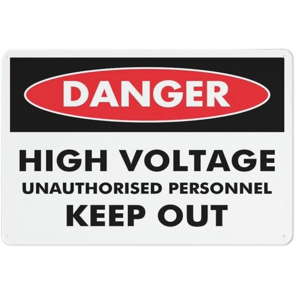 Danger High Voltage Unauthorised Personnel Keep Out Sign, 12 X 8 Inches Rust Free Aluminum Metal Sign, Weather Resistant Durable In Easy To Mount