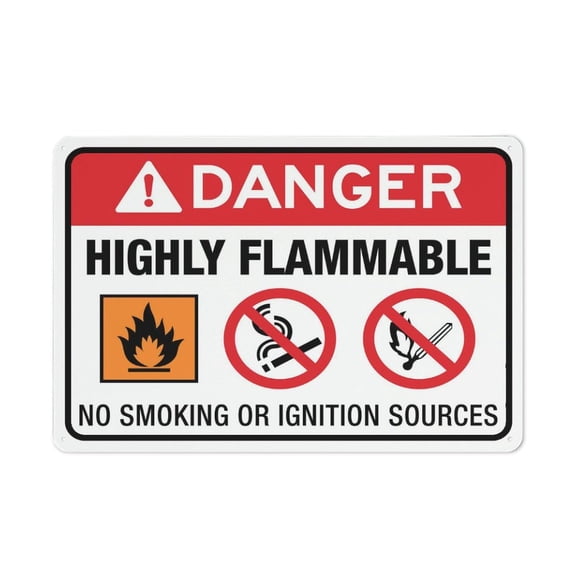 Danger Highly Flammable No Smoking Or Ignition Sources Sign Warning Tin Sign Home Kitchen Farm Garden Garage Wall Decor Size: 12 x 16 inch