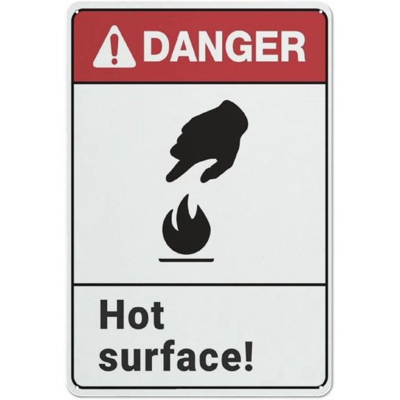 Danger Hot Surface Rust Free Aluminum Sign 8"x12" - Professional Graphics Easy To Mount, Indoor & Outdoor Use, Hot Surface Danger Sign