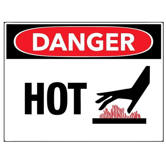 Danger Hot Surface Safety Sign metal aluminium Wall Sign Size: 8 x 12 inch