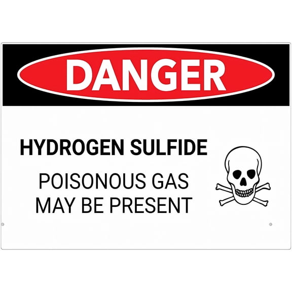 Danger Hydrogen Sulfide Poisonous Gas Sign - 8"x12" Rust Free UV Printed Aluminum, Easy To Mount Weather Resistant for Fence