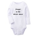 thumbnail image 1 of Danger Is My Middle Name Funny Rompers Newborn Baby Bodysuits Infant Jumpsuits Kids Cotton Graphic One-Piece Outfits, 1 of 5