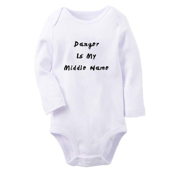 Danger Is My Middle Name Funny Rompers Newborn Baby Bodysuits Infant Jumpsuits Kids Cotton Graphic One-Piece Outfits