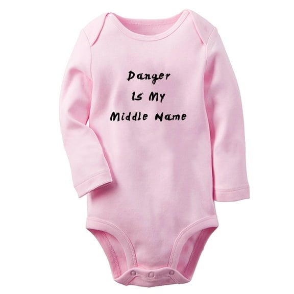 Danger Is My Middle Name Funny Rompers Newborn Baby Bodysuits Infant Jumpsuits Kids Cotton Graphic One-Piece Outfits
