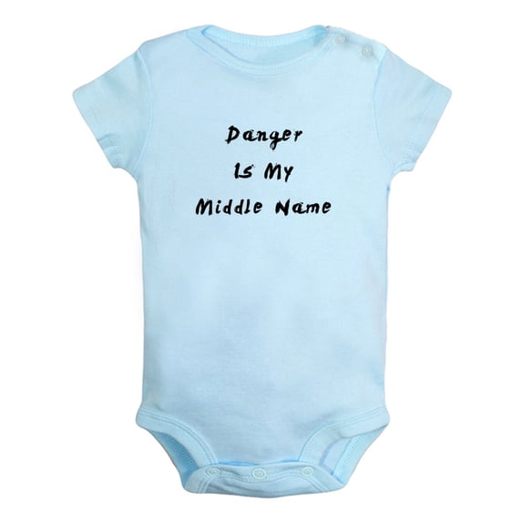 Danger Is My Middle Name Funny Rompers Newborn Baby Bodysuits Infant Jumpsuits Kids Cotton Graphic One-Piece Outfits