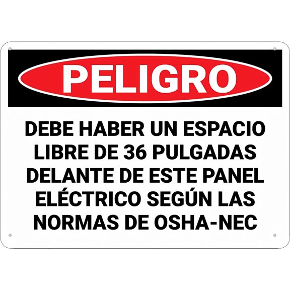 Danger Keep Area Clear Electrical Panel Spanish Sign, 8"x12" Rust-Free Aluminum Sign, UV Ink Printed Weatherproof Outdoor Sign