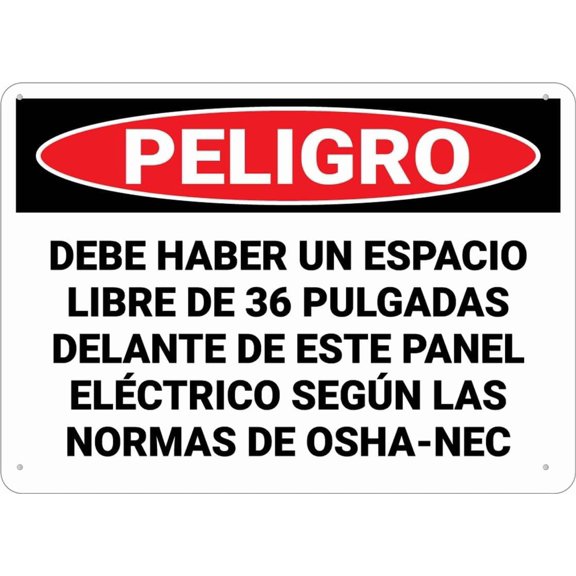 Danger Keep Area Clear Electrical Panel Spnish Sign Metal Signs 12X8 Inch Rust Free Aluminum,Weatherproof Outdoor For Home