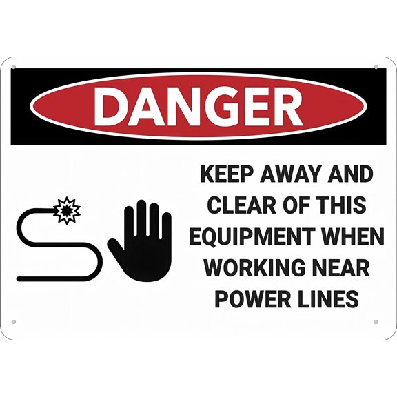 Danger Keep Away Power Lines Sign - 8"x12" Aluminum Metal Sign, Weather Resistant Weatherproof for Indoor Outdoor