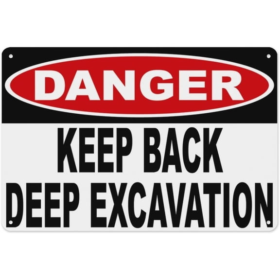 Danger Keep Back Deep Excavation Sign 8"x12" - Aluminum Tin Warning for Home Outdoor Garden, Durable Safety Decor for Construction