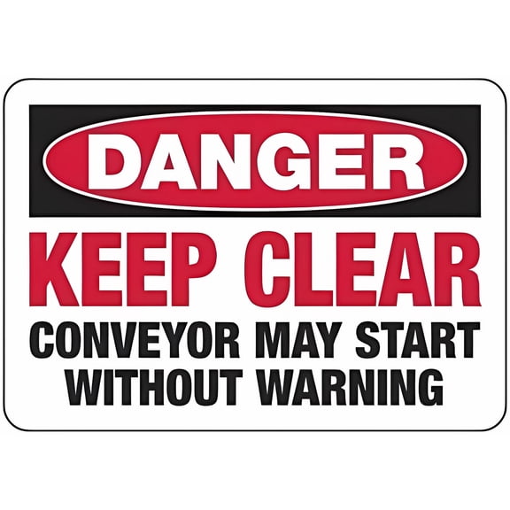 Danger Keep Clear Conveyor May Start Sign, 8"x12" OSHA & ANSI Compliant Metal Tin Sign, Machine Warning Safety Sign