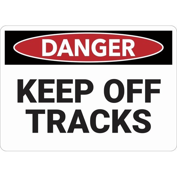 Danger: Keep Off Tracks Sign 8x12 Inch Metal Sign Safety, Warning, or Notice Wall Decor