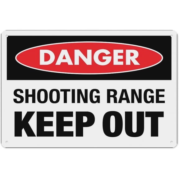 Danger Keep Out Shooting Range Sign 8"x12" - Aluminum Tin Warning for Home Outdoor Garden, High-Visibility Security Decor for Range