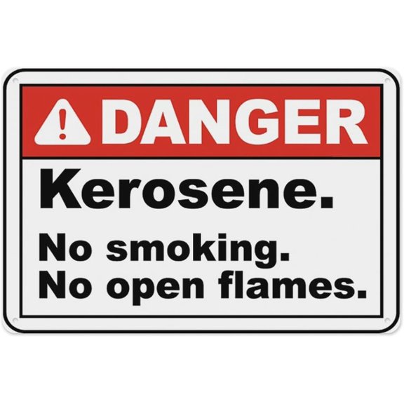 Danger Kerosene No Open Flames Sign 8"x12" - Aluminum Tin Warning for Home Outdoor Garden, Durable Fire Hazard Decor for Storage