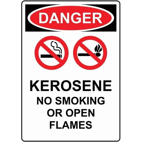Danger Kerosene No Smoking Metal Tin Sign 8x12 Inch with Symbol Fuel Style Caution Notice for Inrial Warehouse Gas Station Fuel Facility Commercial Building Indoor Outdoor Wall Mount Display