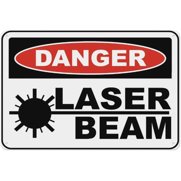 Danger Laser Beam Sign 8"x12" - Aluminum Tin Warning for Home Outdoor Garden, Durable Safety Decor for Electronics