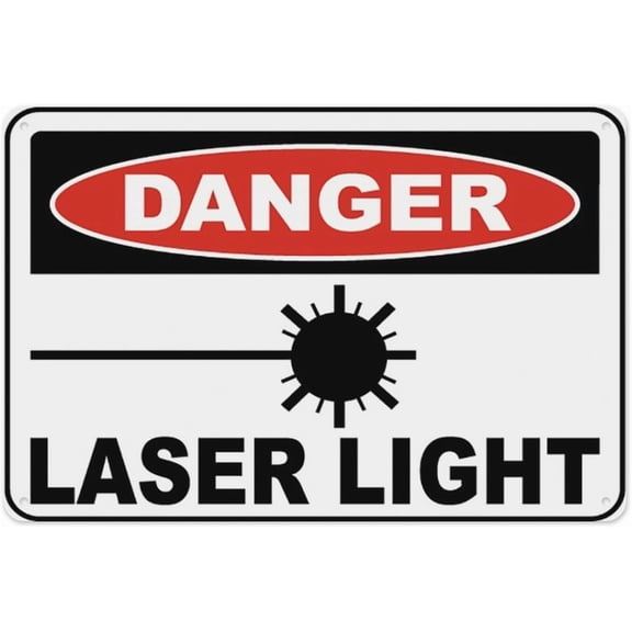Danger Laser Light Sign 8"x12" - Aluminum Tin Warning for Home Outdoor Garden, Weatherproof Hazard Decor for Lab