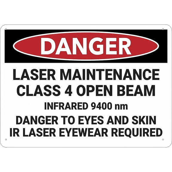 Danger Laser Maintenance Class 4 Open Beam Sign, 8"x12" Rust-Free Aluminum Sign, Easy-to-Read Sturdy Keep Out Outdoor Sign