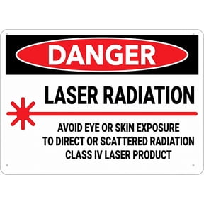 Danger Laser Radiation Avoid Eye Skin Exposure Sign, 8"x12" Tin Wall Decor, Great for Garden Yard Safety Decor