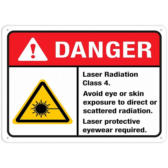 Danger Laser Radiation Sign, 8"x12" Rustproof Aluminum Metal Sign, Multicolor Radiation Warning Signage