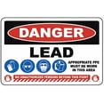 thumbnail image 1 of Danger Lead Appropriate PPE Sign - 12×8 Inches, Aluminum Tin Warning Sign, Home Outdoor Garden Safety Decor, 1 of 6