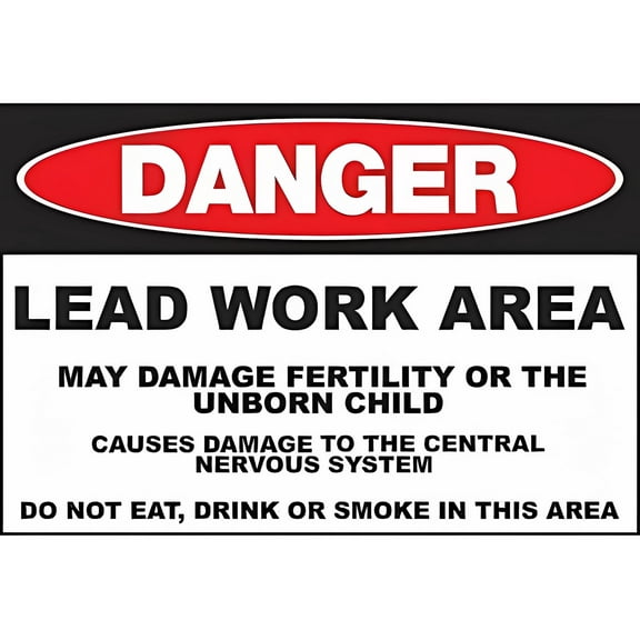 Danger Lead Work Area OSHA/ANSI Sign - 12×8 Inches, Metal Tin Sign, Chemical Hazard Warning for Workplace Safety