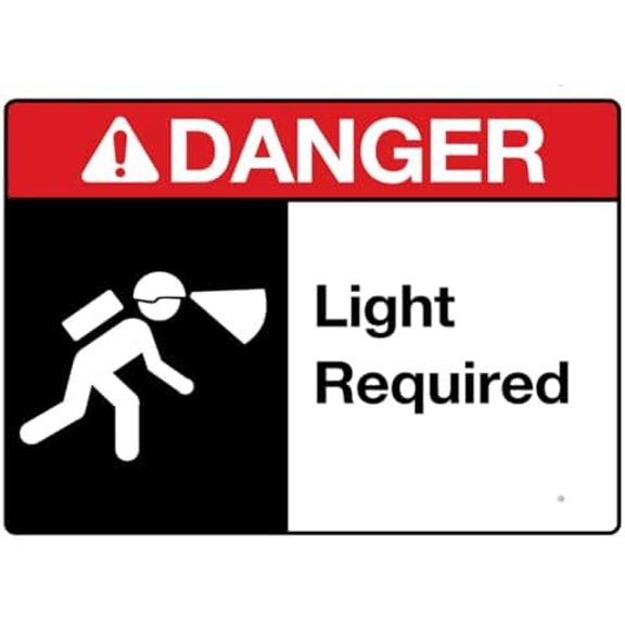 Danger Light Required Sign Warning Tin Sign Home Kitchen Farm Garden Garage Wall Decor 12X8Inch