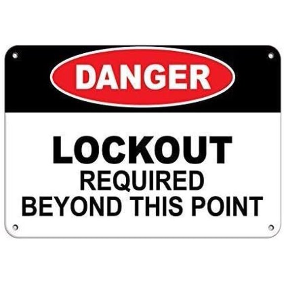 Warning Sign Danger Lockout Required Beyond This Point Hazard Labels Sign Business Sign 12X8 Inches Metal Tin Sign