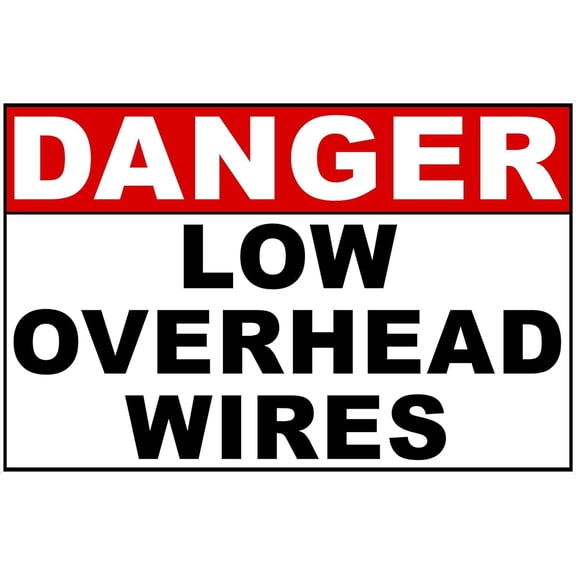 Danger Low Overhead Wires Metal Tin Sign Aluminum Warning Signs Indoor & Outdoor Road Street Sign Business Street for Yard Lawn Farmhouse Wall Decor 8X12 inch Garage Private Warehouse Loading Dock