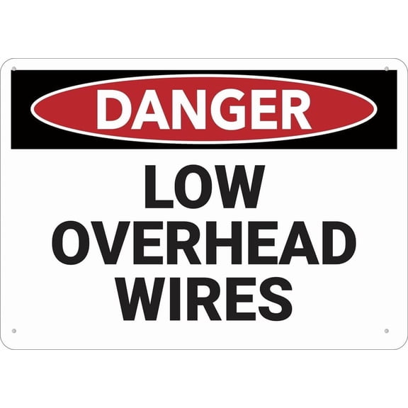 Danger Low Overhead Wires Sign Outdoor Metal Sign - 12 X 8 Metal Signs For Business, Workplace, Office, Home, Delivery Signs, Road Signs, Garden Signs