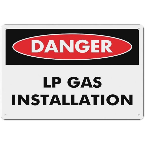 Danger Lp Gas Installation Sign 8"x12" - Aluminum Tin Warning for Home Outdoor Garden, High-Visibility Fire Hazard Decor