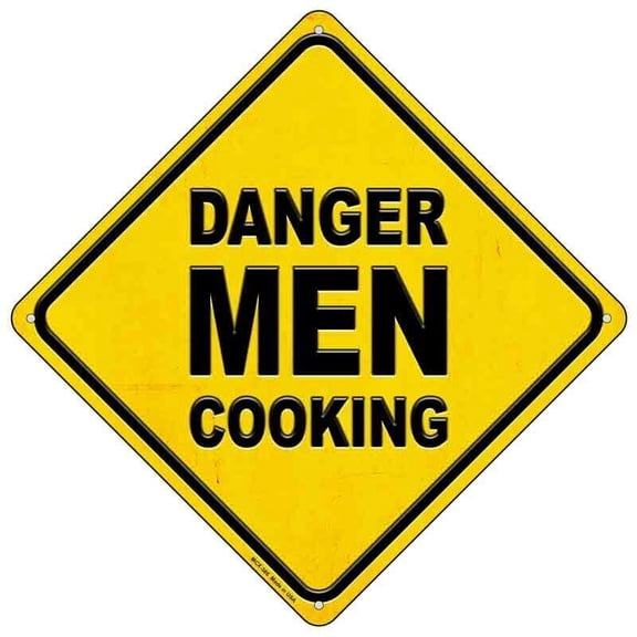 Danger Men Cooking Novelty Mini Metal Road Notice Crossing Sign Size: 12 inch x 12 inch