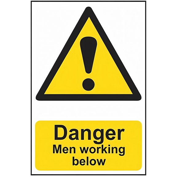Danger Men Working Below Site Security Metal Sign - 8"x12", Danger Notice for Construction Sites, Road Work, Trench Zones, Outdoor/Indoor